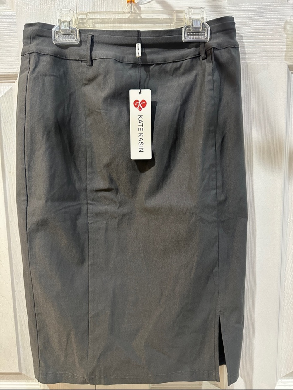 Kate Kasin Pencil Skirt M Grey Minimalist